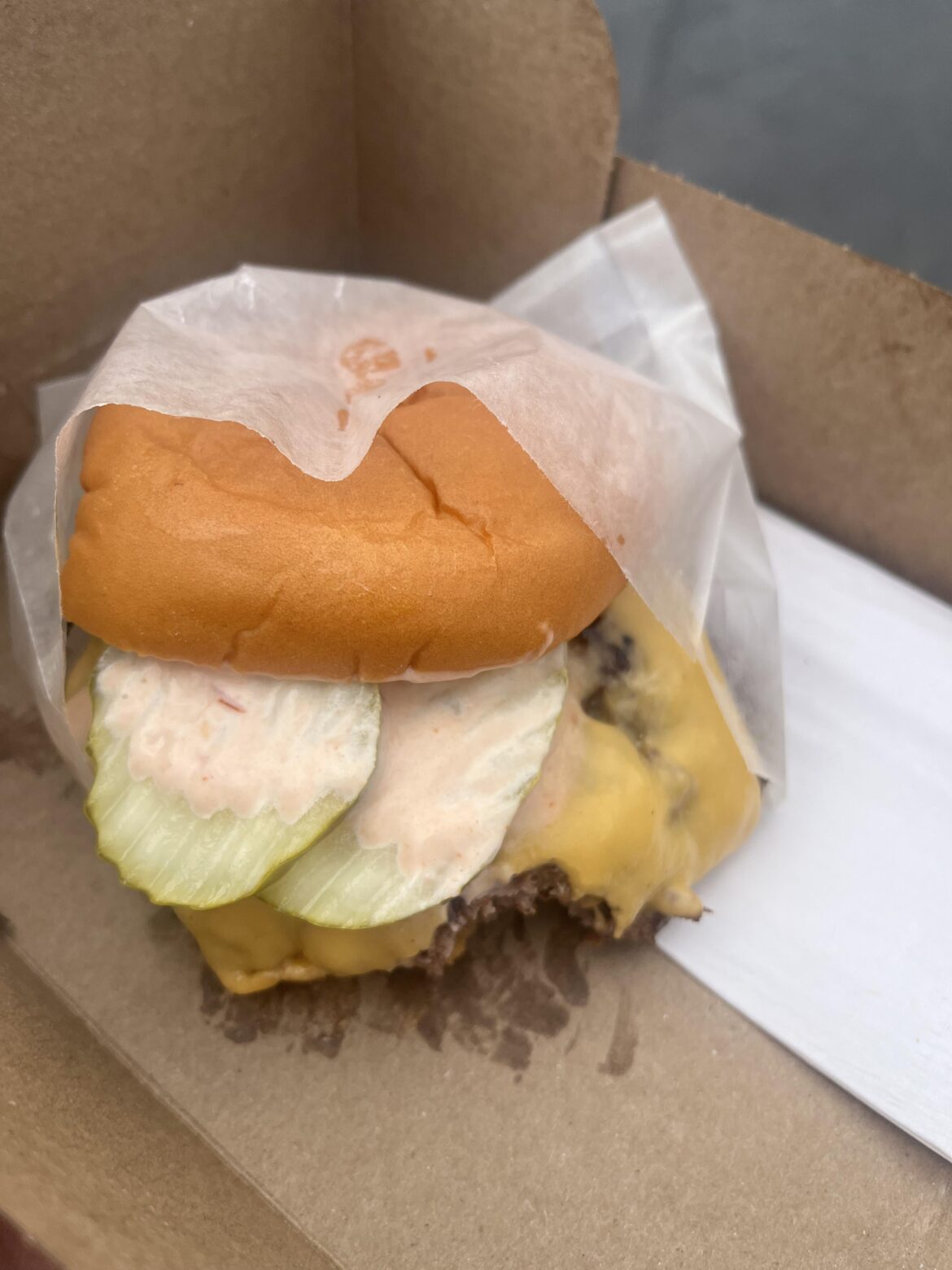 The Win-Dow burger completely free today at Smorgasborg in LA accepting donations for support to undocumented workers instead!