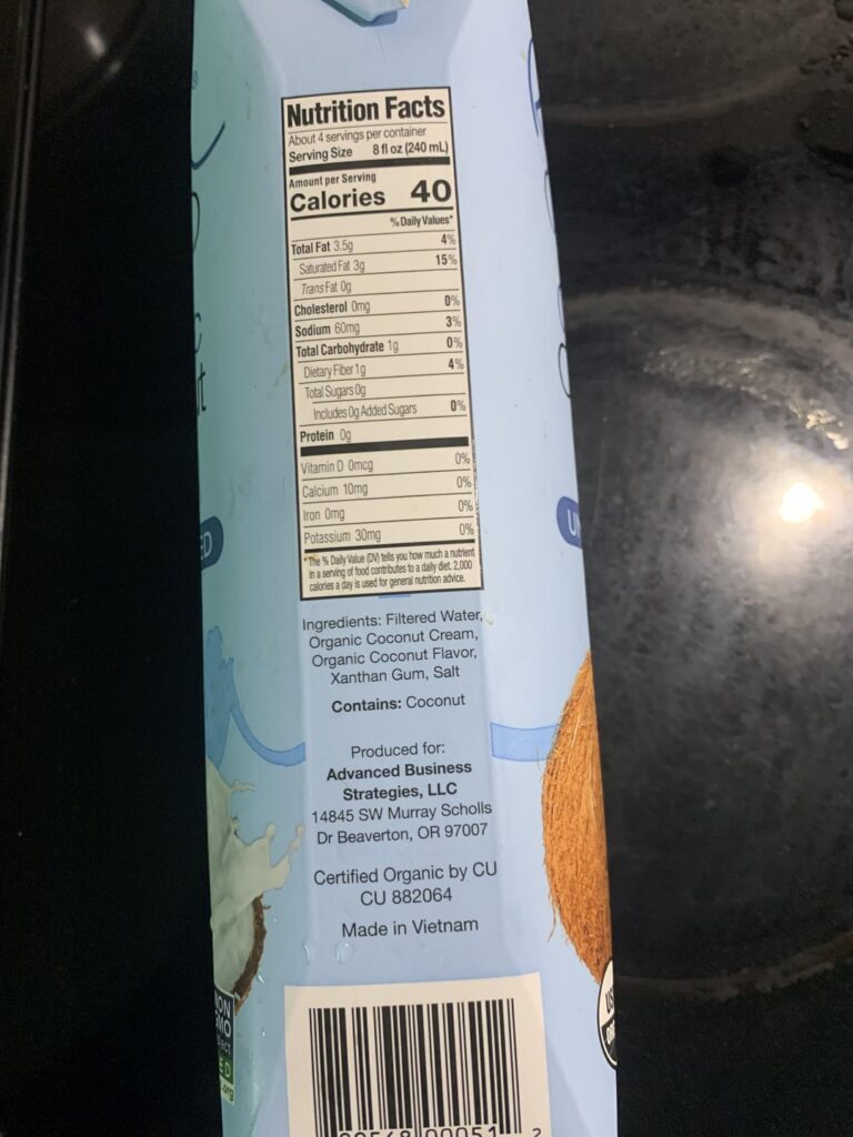 Im not sure if im counting this coconut milk wrong.