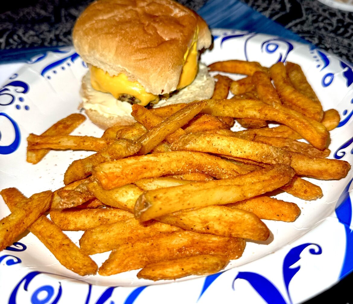 Simple cheeseburger made by Hubby