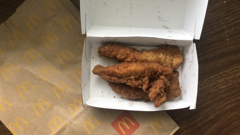 Order of three McDonald's McCrispy Strips in a container