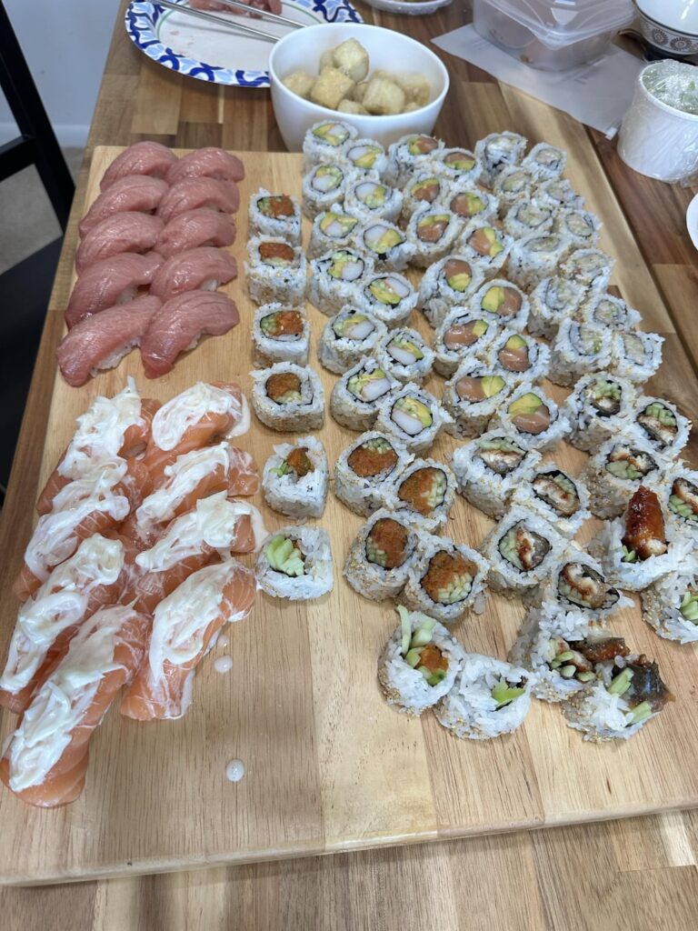 At home sushi dinner think we made too much lol