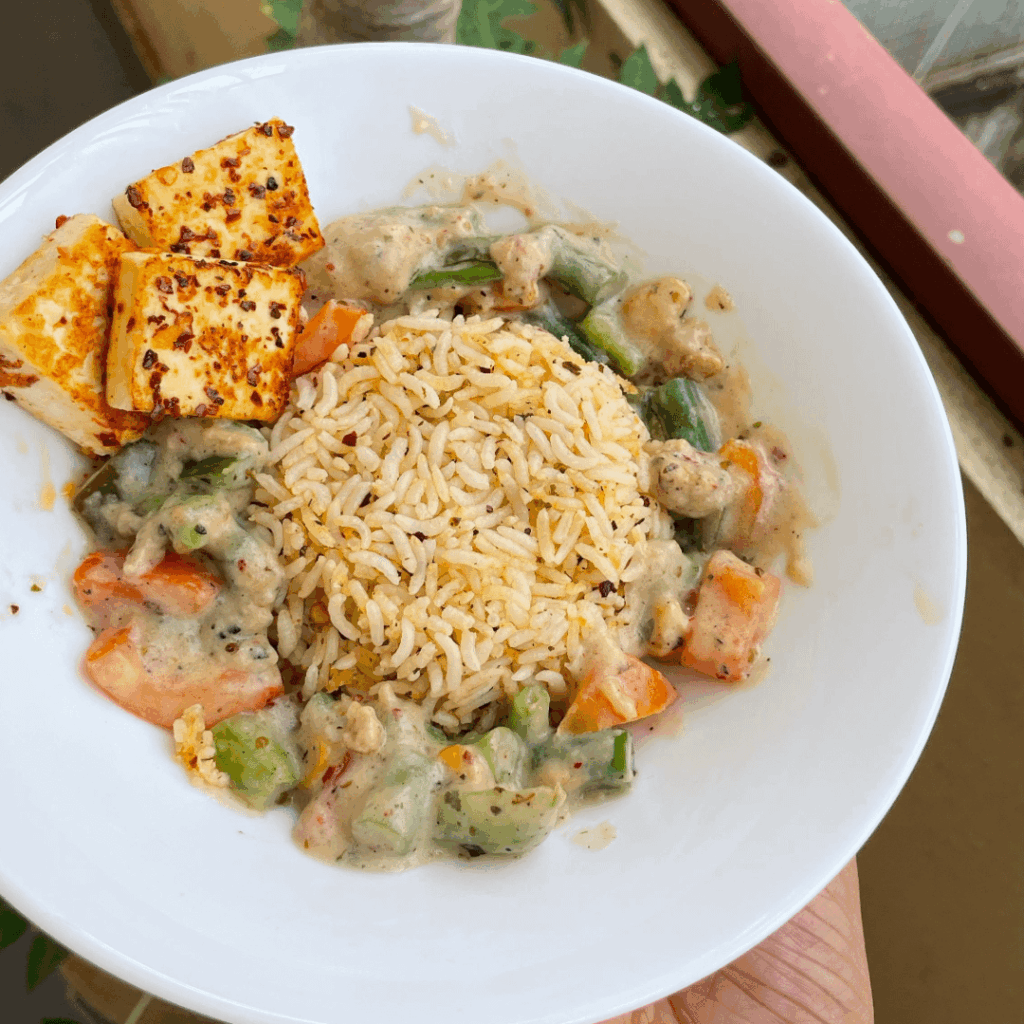 [Homemade] No Onion No Garlic Paneer Veggies Rice Bowl...😋🤤