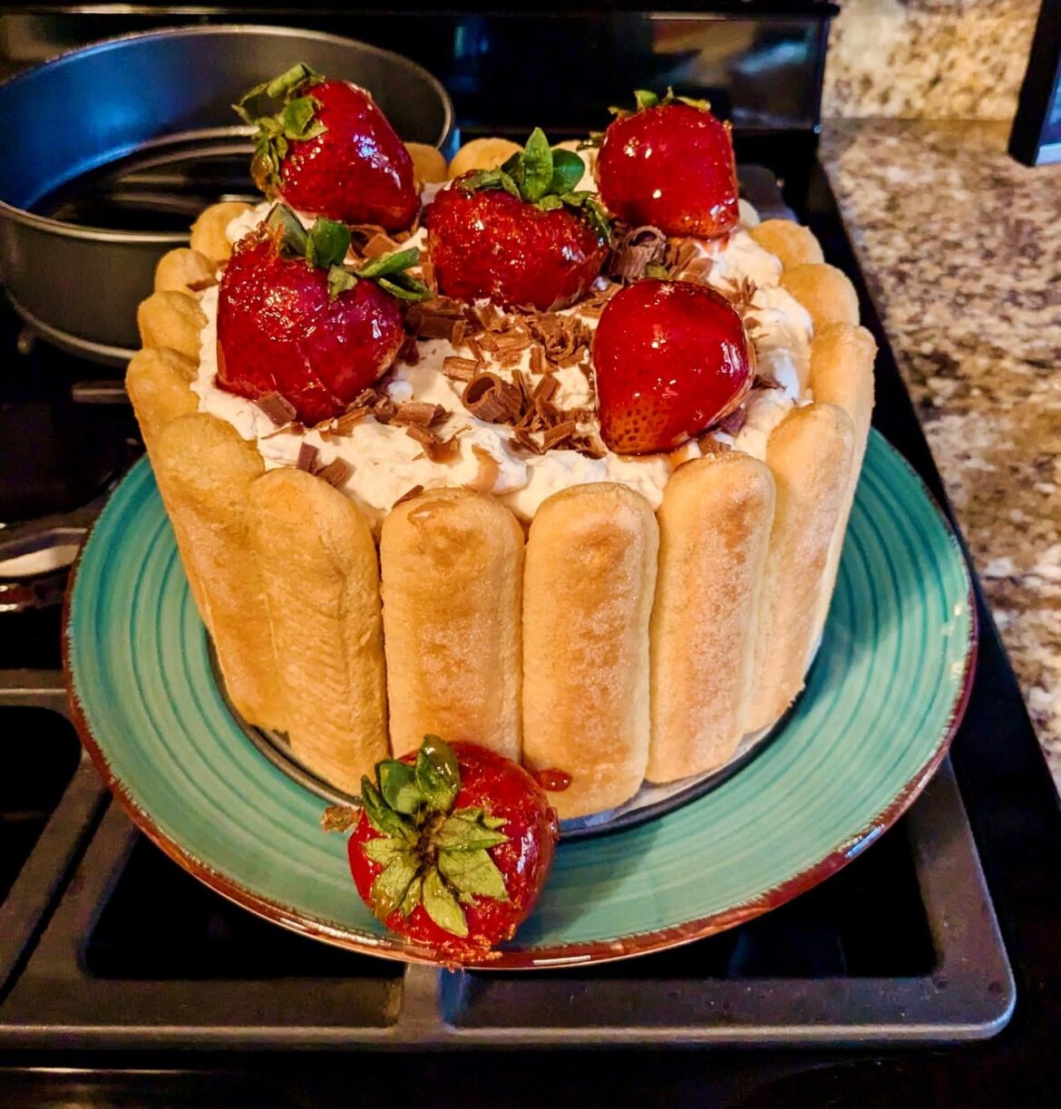 Charlotte with Candy-glazed Strawberries