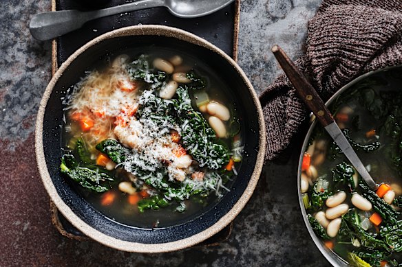 Julia Busuttil Nishimura’s white bean, cavalo nero and parmesan soup.