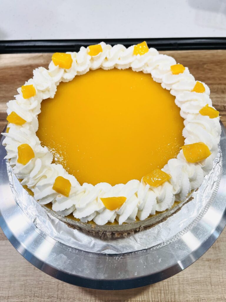 Mango Cheesecake topped with Mango Jelly