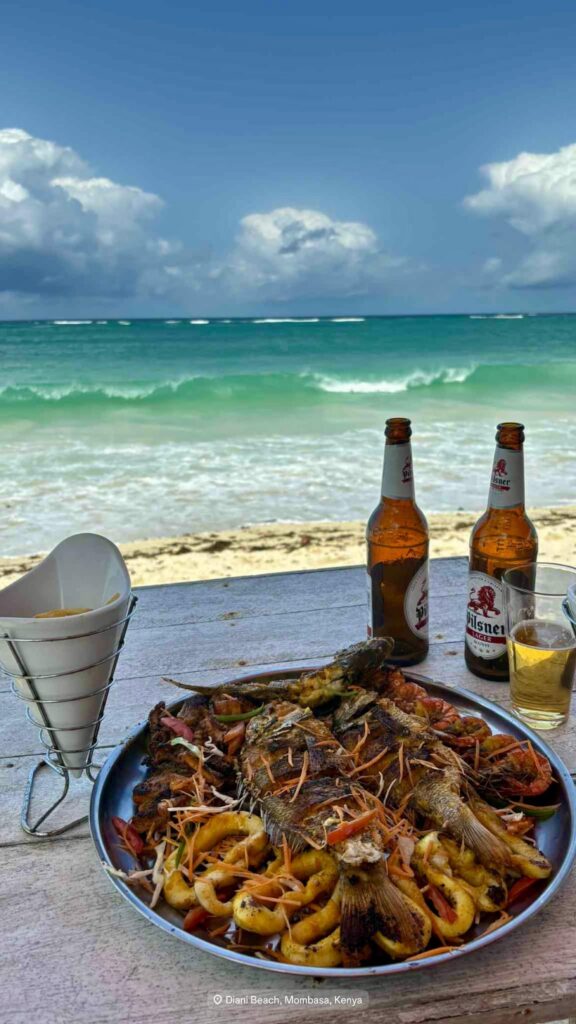 Beach life in Diani, Kenya 🍛🍢🌊