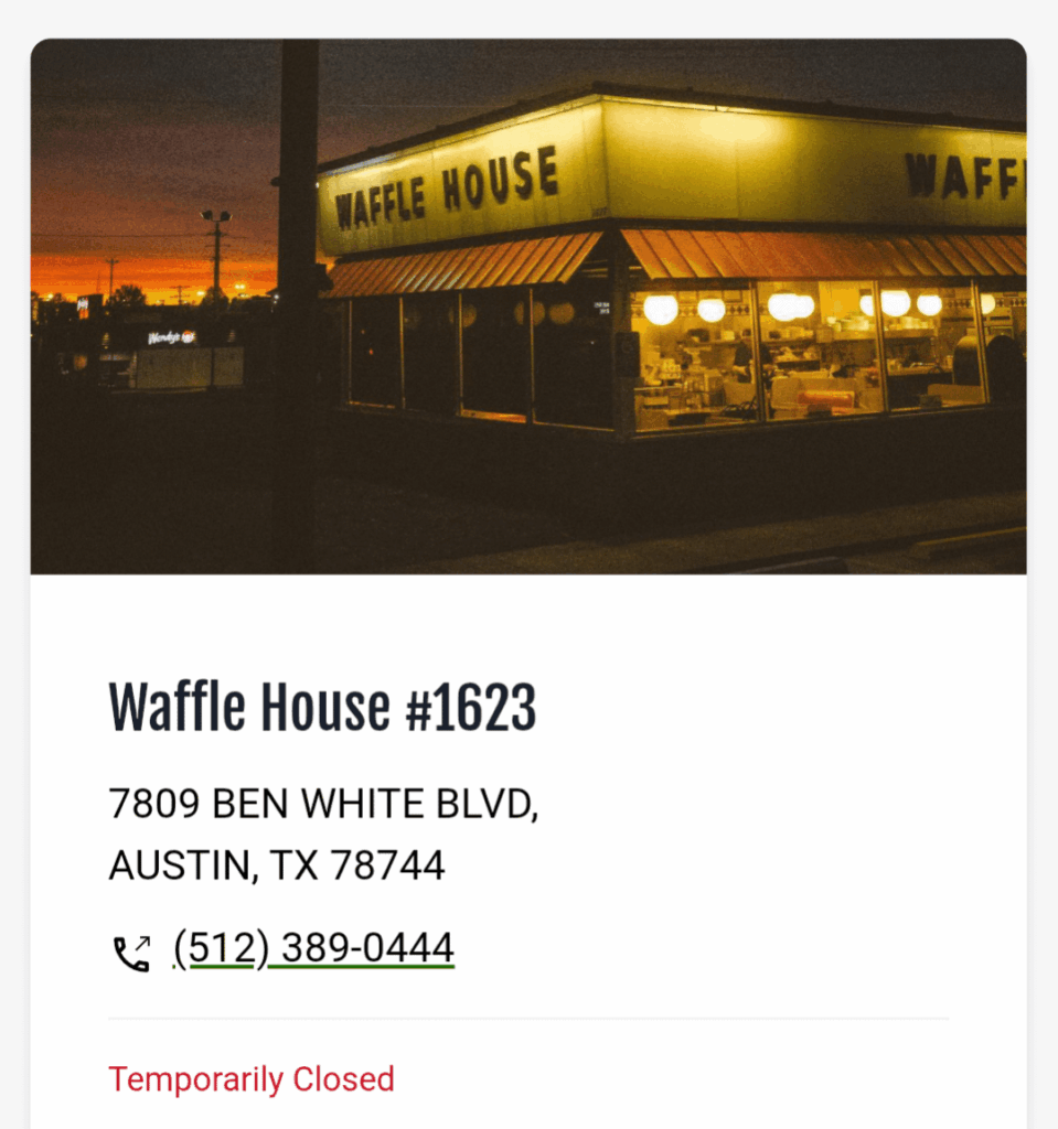 Waffle House on Ben White near Airport