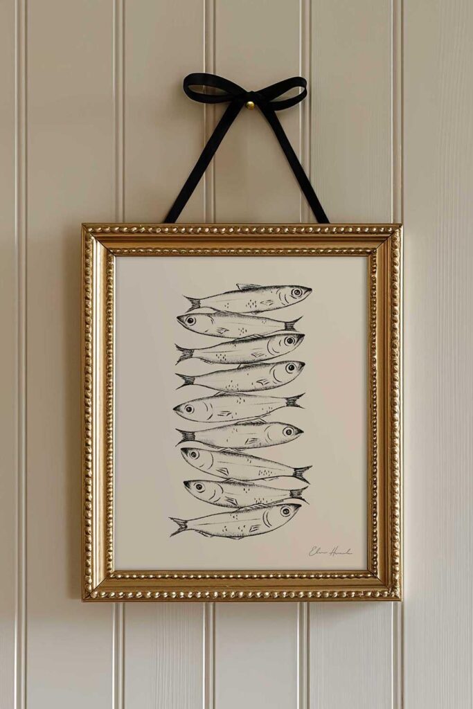 Just finished this whimsical sardine line drawing—love how playful they turned out!