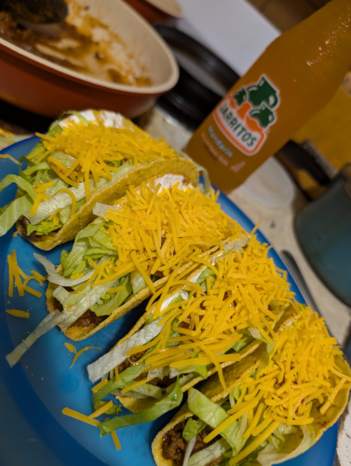White guy tacos, and the best orange soda on the market