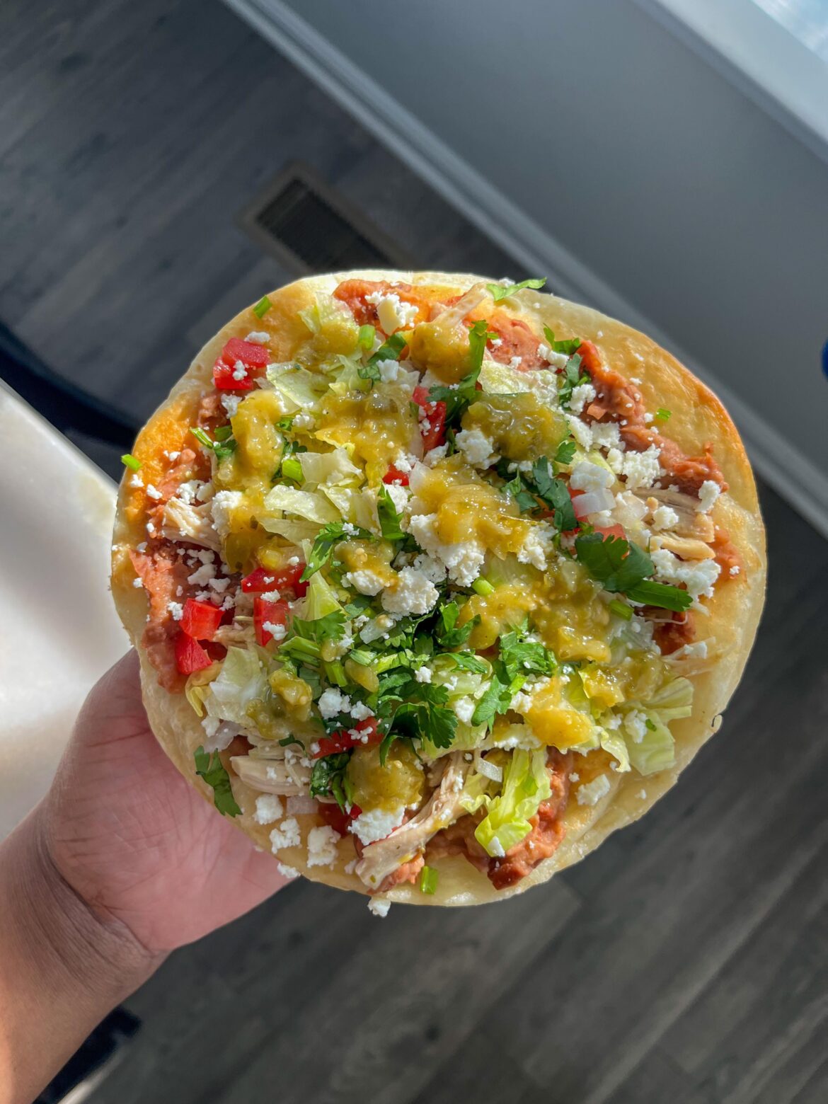 Made Salsa Verde Chicken Tostadas for dinner Made Salsa Verde Chicken Tostadas for dinner