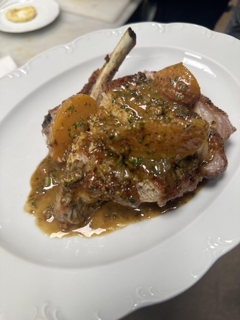 Same amaro peaches as last dish but with Ontario pork chop and demi