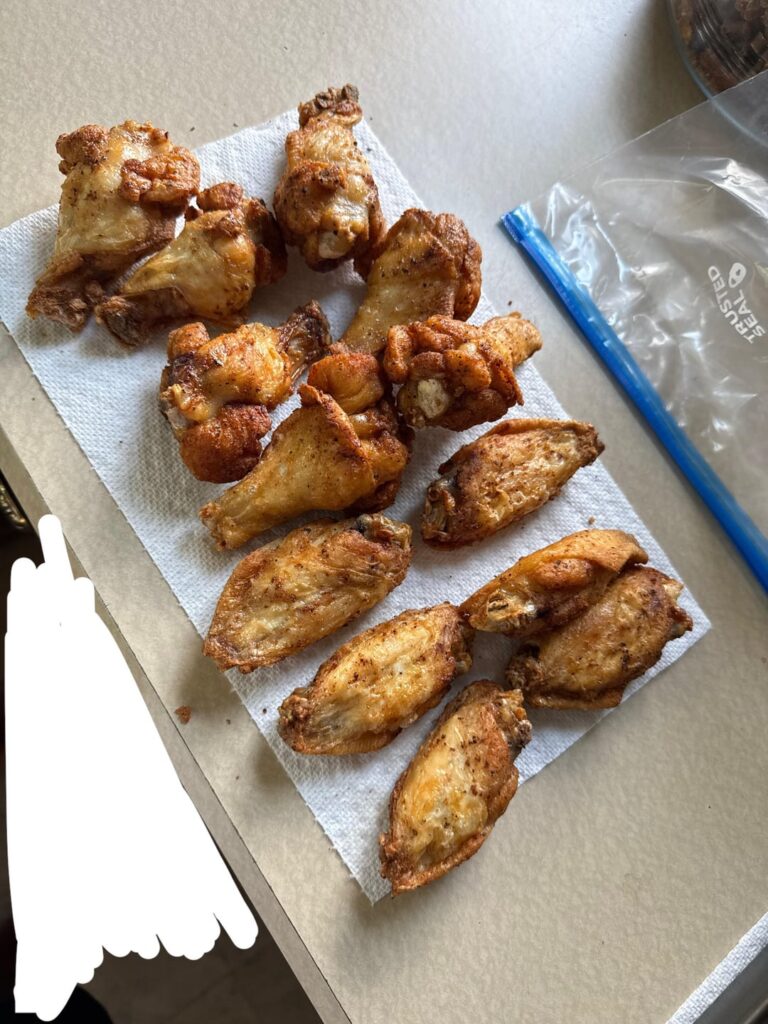 Dry brine. Shallow fry. Sauced.