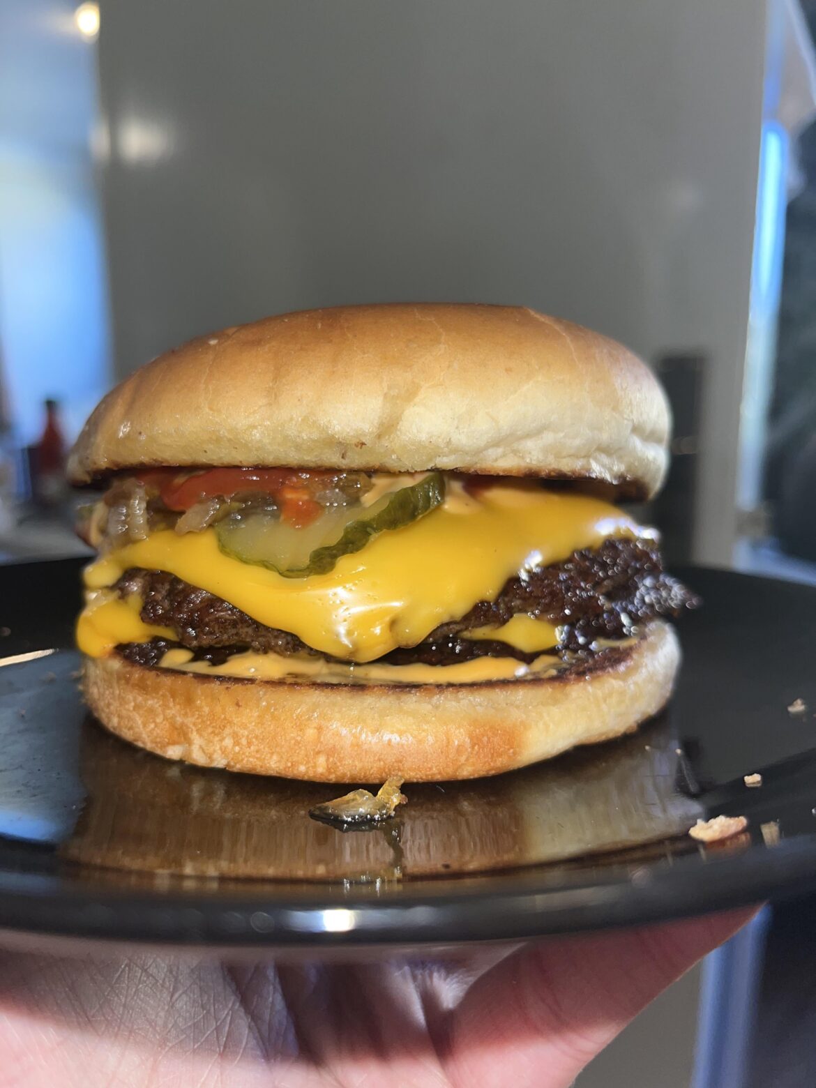 bf made smashed burgers tonight