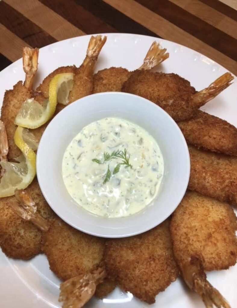 Butterflied Fried Shrimp w/ Horseradish Dill Sauce Dipping Sauce