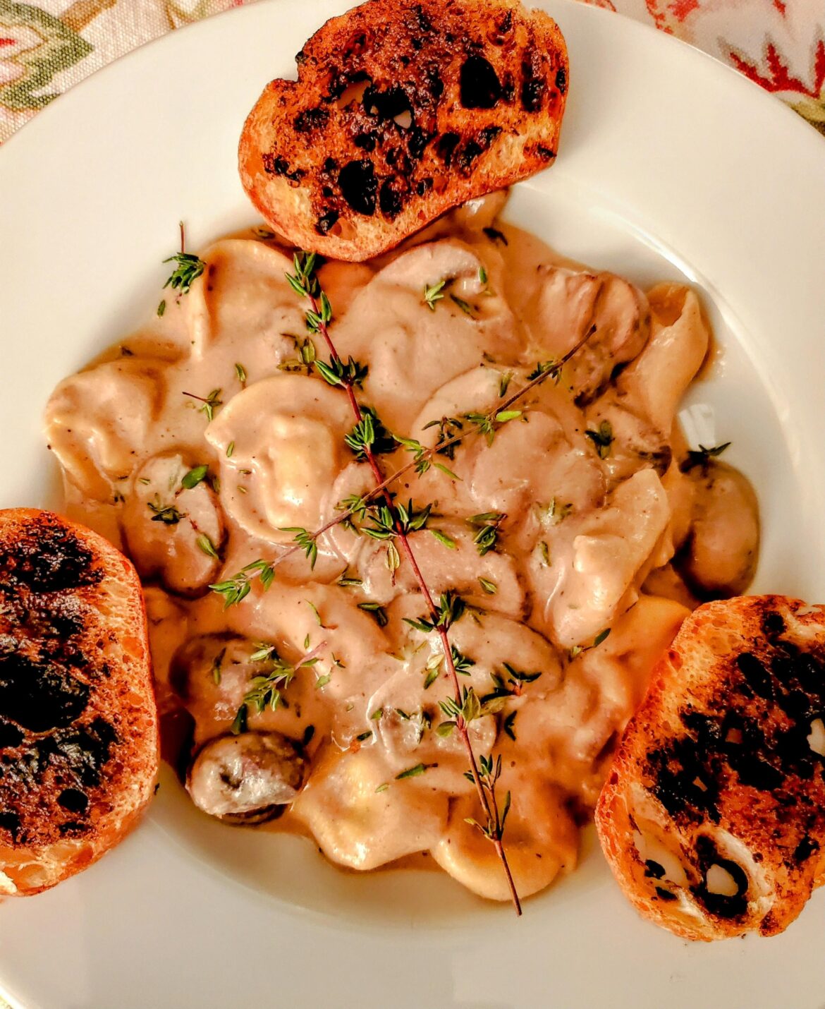 Mushroom Tortellini and Crostini
