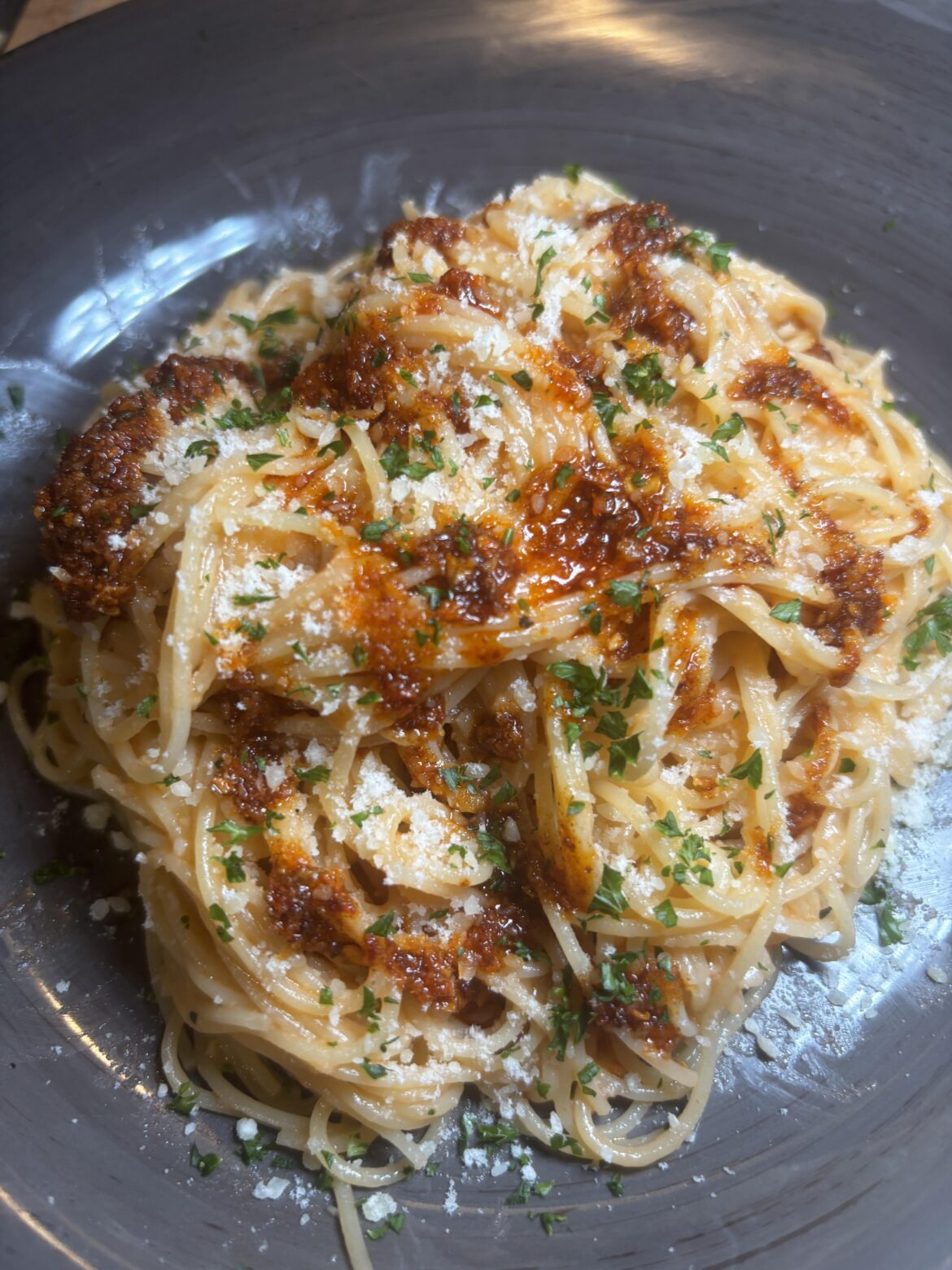Garlic butter pasta on angel hair. Recipe below! Garlic butter pasta on angel hair. Recipe below!