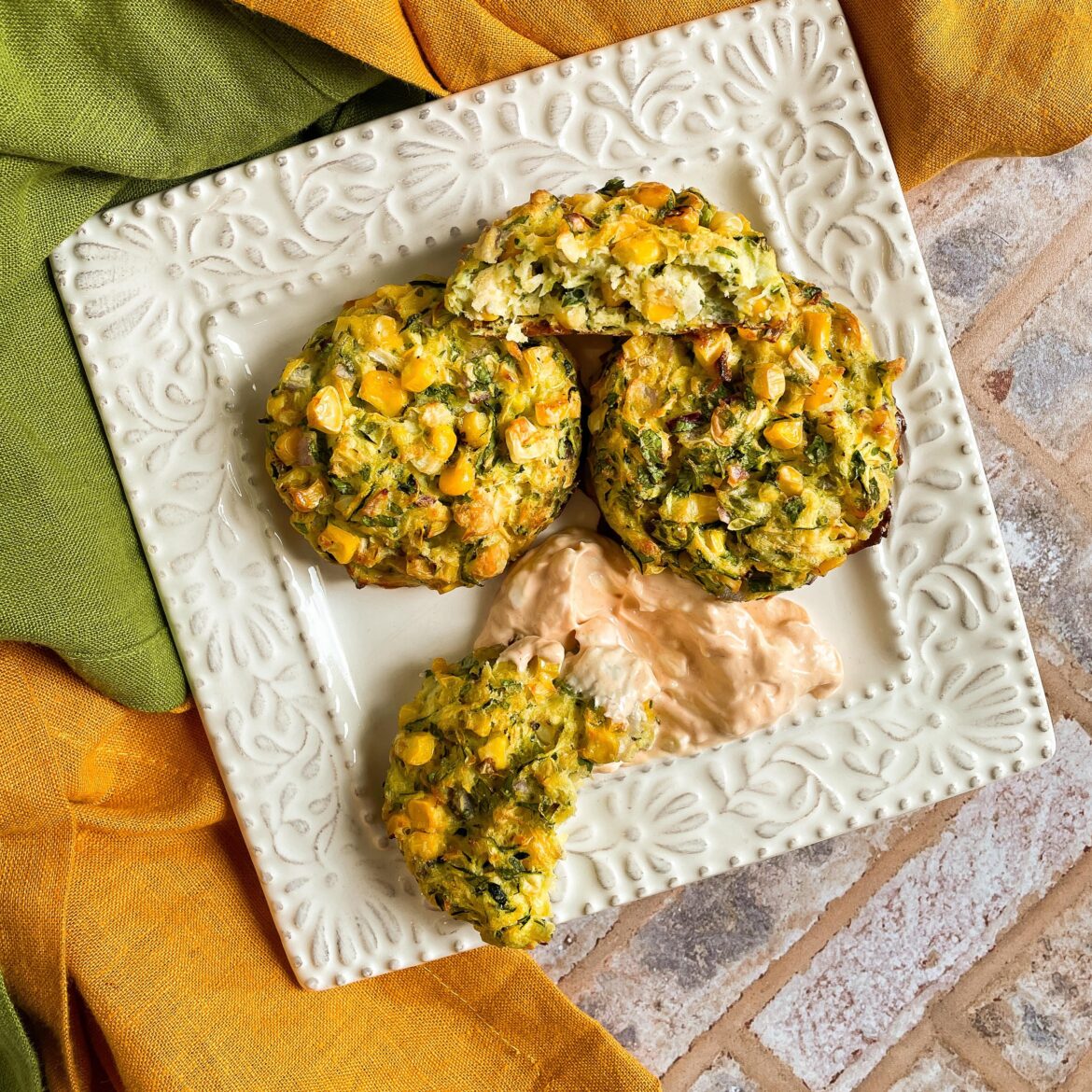 Baked Zucchini and Corn Fritters