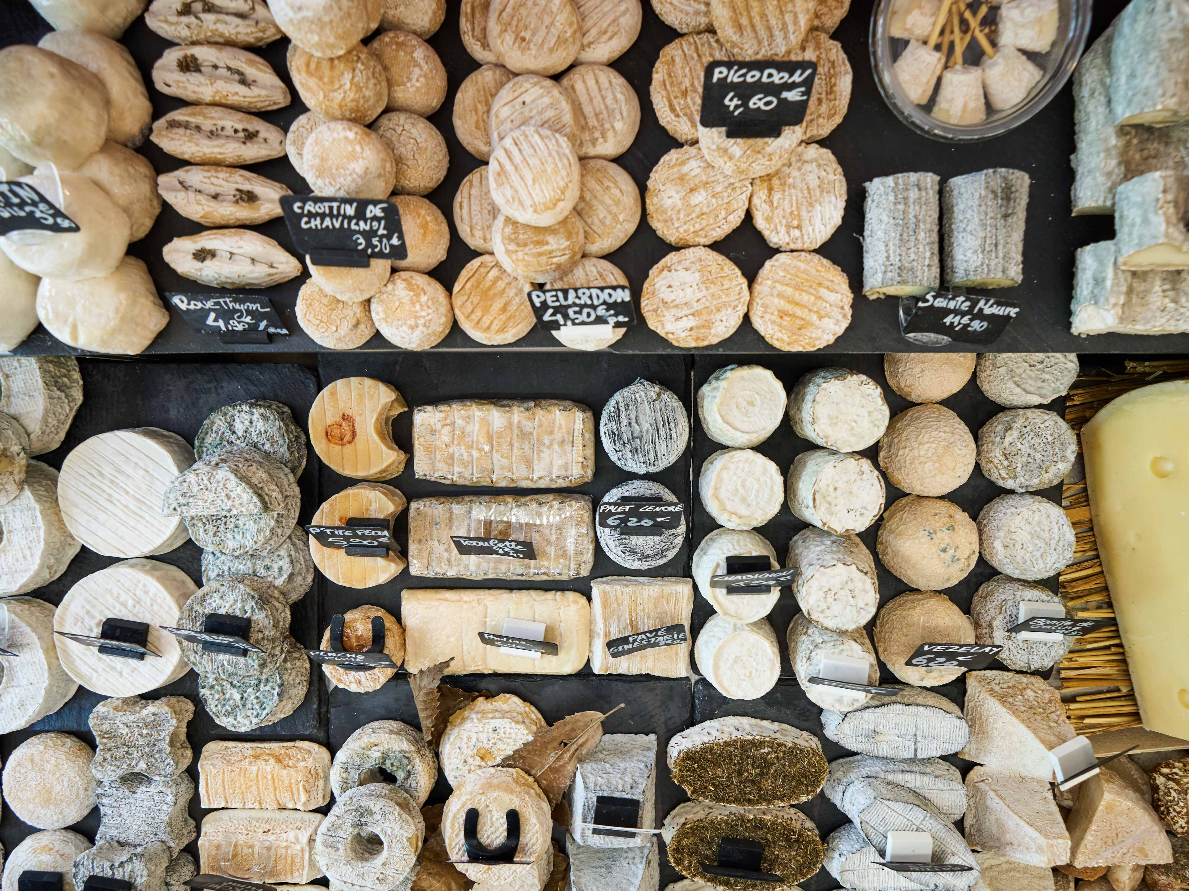 The cheese case at Au Coeur du Marché
