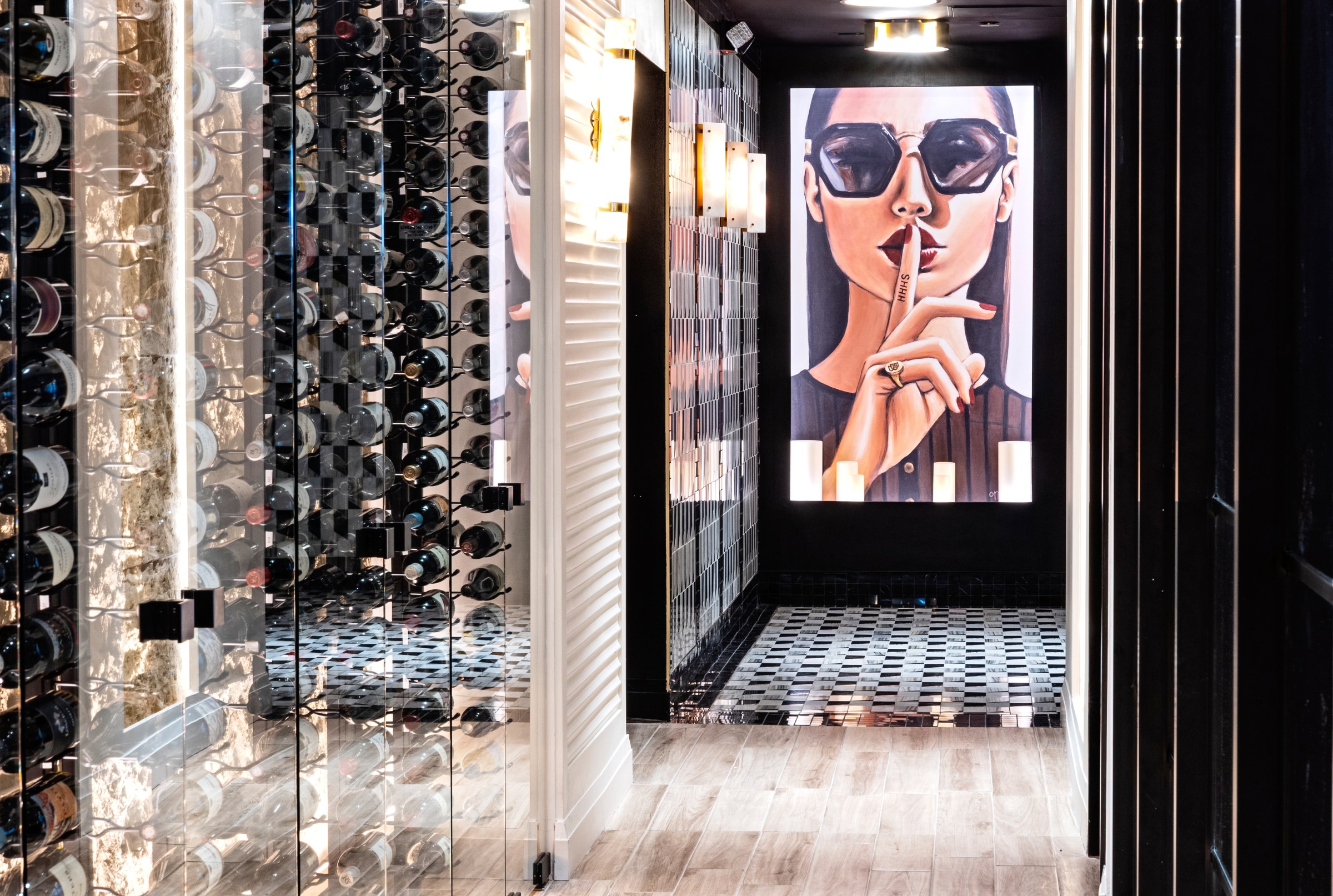 Barbouzard’s mod design features glassy walls of wine.