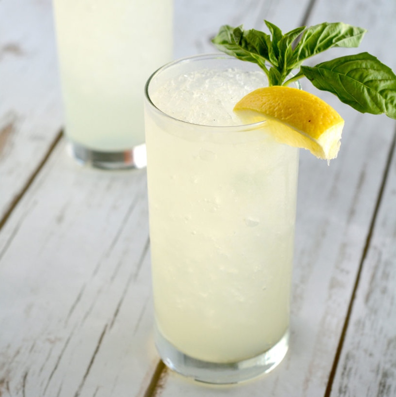 lemon and basil vodka cocktail