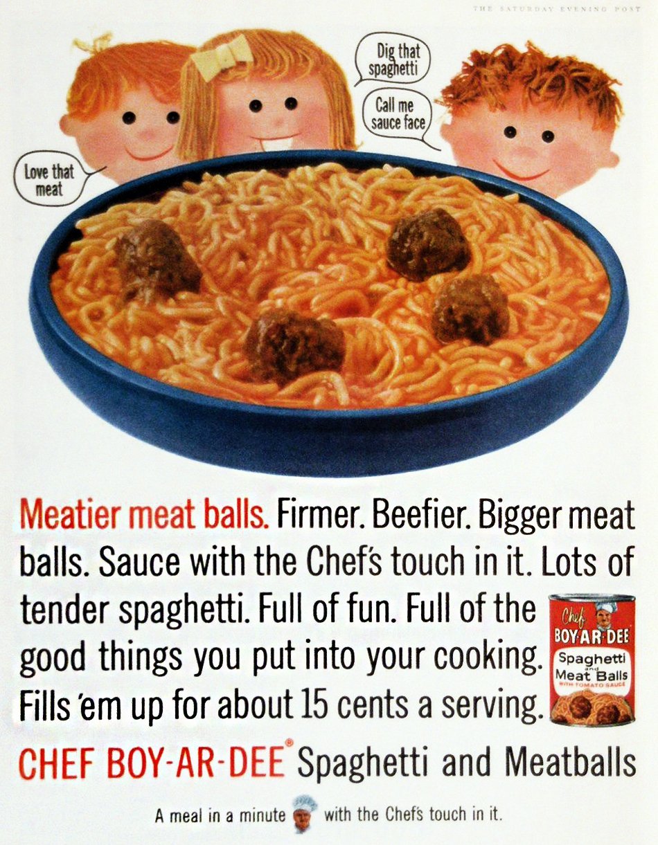 Chef Boy-Ar-Dee spaghetti and meatballs