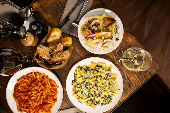 Photograph of pasta dishes served at Flour and Grape in Bermondsey