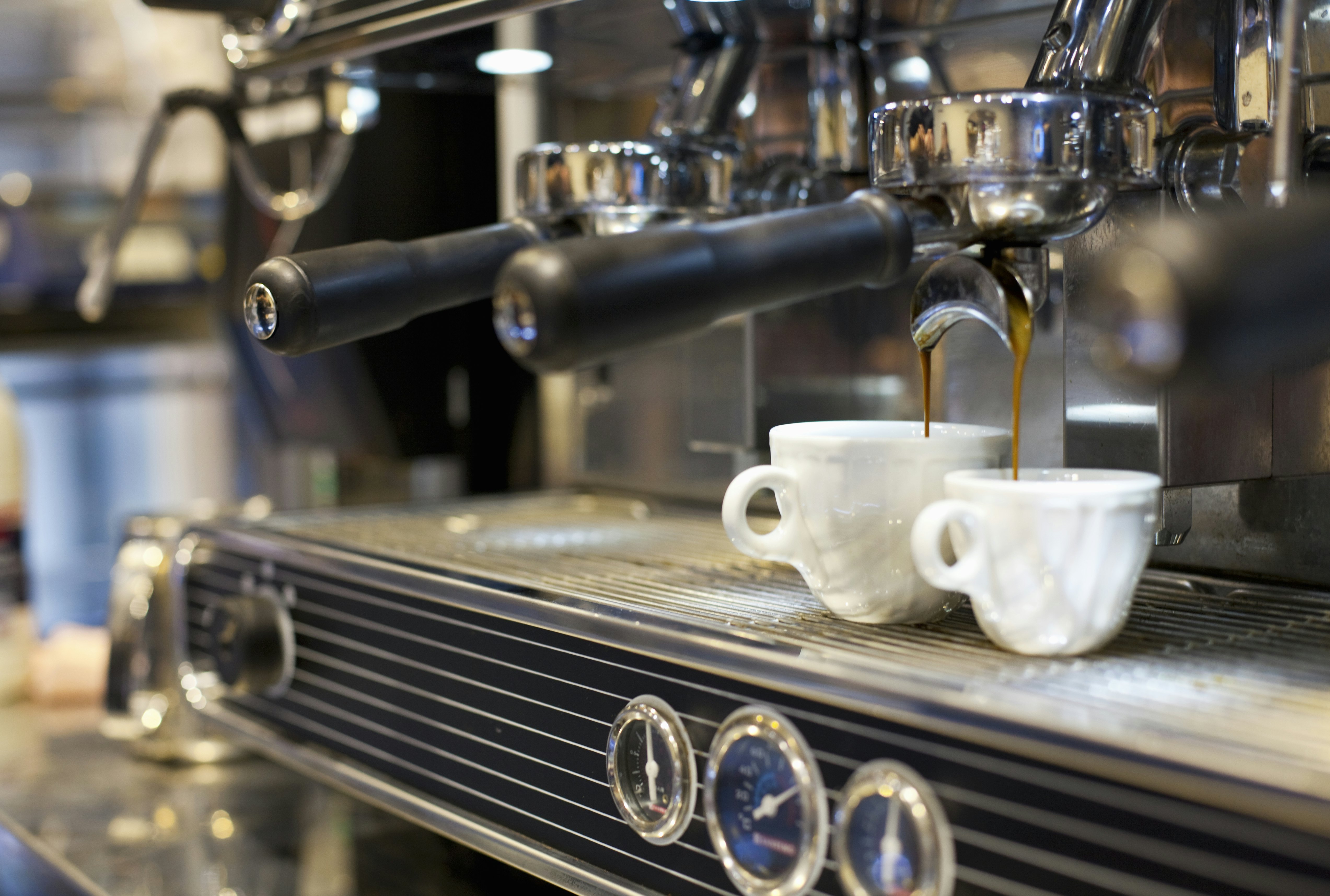 Espresso machine at a cafe in Rome.