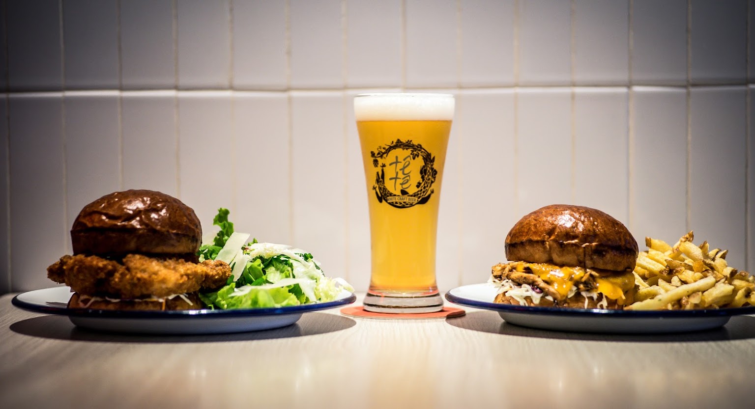 Hamburger and craft beer