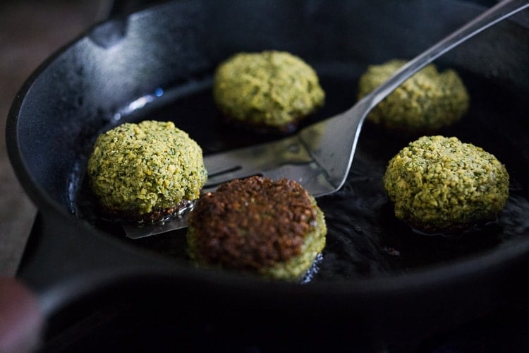 Falafels are full of plant protein and can be made ahead and frozen or kept in the fridge for up to four days. 