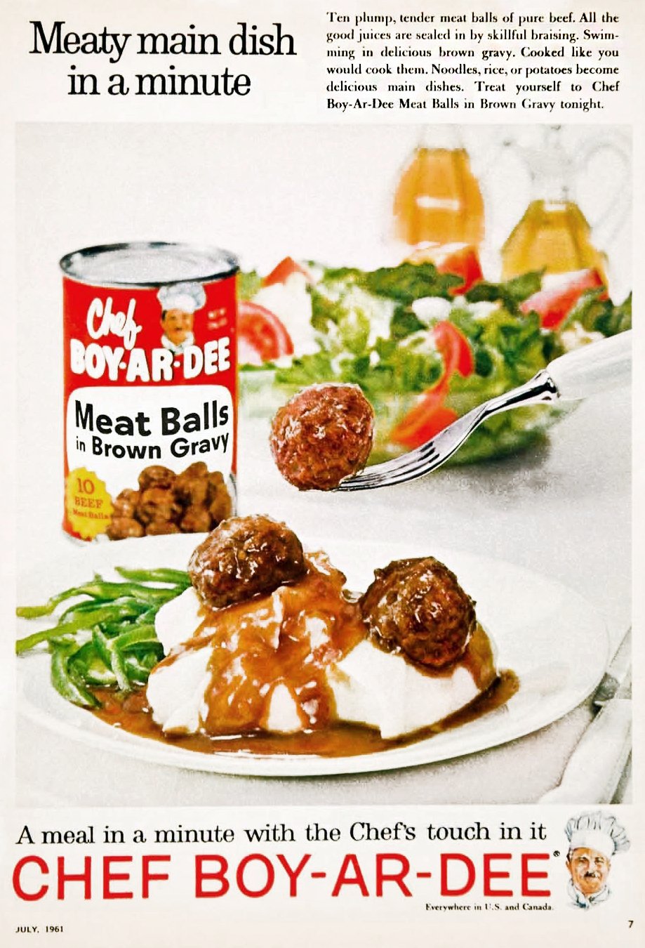 Meatballs in brown gravy A meaty main dish in a minute (1961)