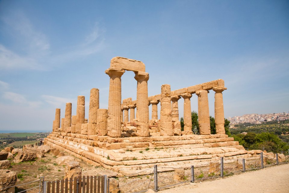 Temple of Juno ruins in Agrigento, Sicily.