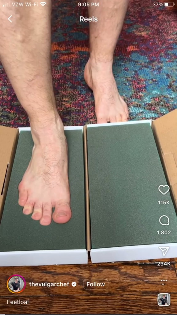 This guy is really, really into his own feet. And ketchup.