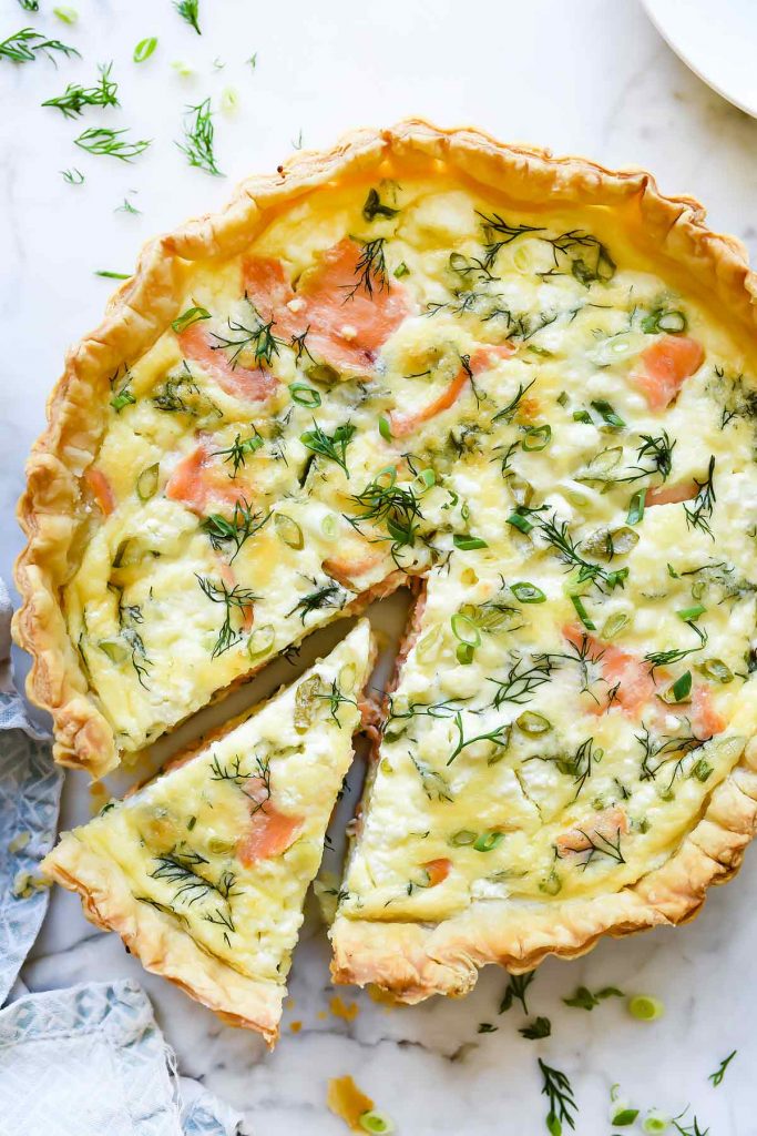 Puff pastry salmon quiche