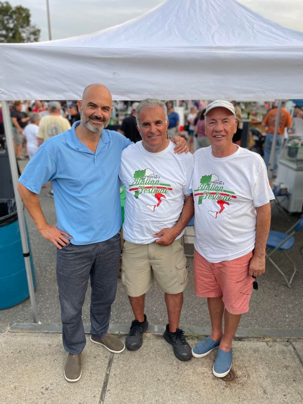 Enjoying their time at last year's Italian Festival is Giuseppe Taibi, Leominster Mayor Dean Mazzarella, and Hank Lisciotti, Italian Festival Committee Chair. (COURTESTY OF ITALIAN FESTIVAL COMMITTEE)