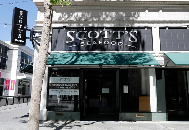 SAN JOSE, CALIFORNIA - MAY 24: Scott's Seafood restaurant's new location at 200 S. First St. in downtown San Jose, Calif., on Sunday, May 24, 2020. (Nhat V. Meyer/Bay Area News Group)