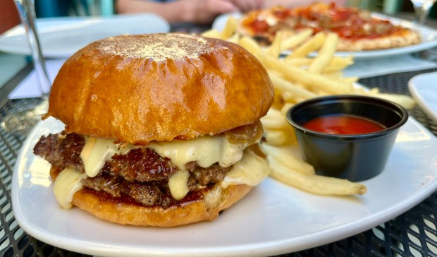 a burger and fries