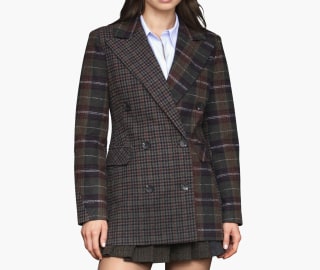 Avec Les Filles Plaid Patternblock Double Breasted Blazer