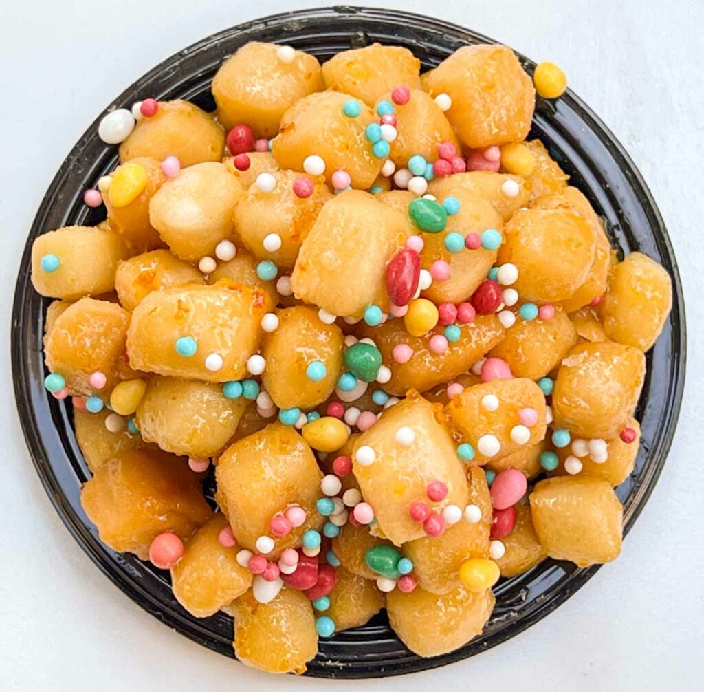 Struffoli from Above at Pasticceria Poppella in Naples