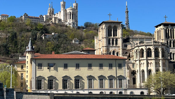 The Basilica Notre-Dame of Fourviere is accessible via funicular and dominates the city's skyline.