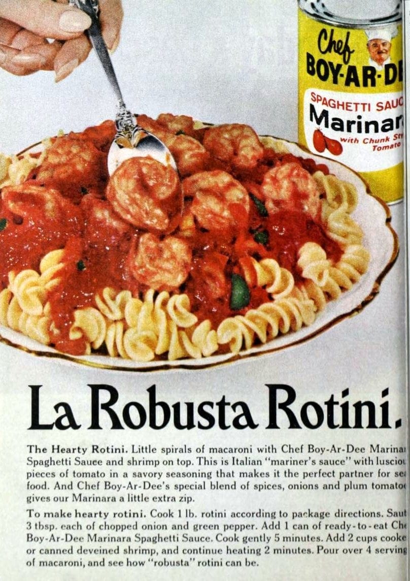 Vintage marinara spaghetti sauce - Boy-Ar-Dee - La Robusta Rotini