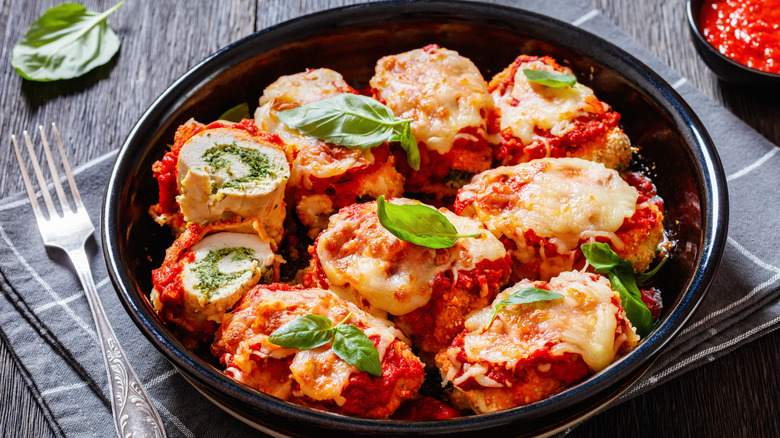 Chicken rollatini stuffed with spinach