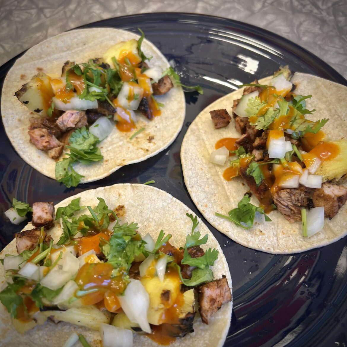 First time making Tacos Al Pastor (Rick Bayless recipe). How’d I do? FYI, I grilled the pork and pineapple. I don’t have a trompo.