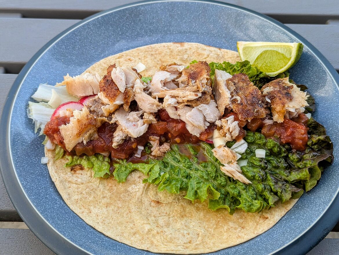 Mahi Mahi fish soft taco [OC]