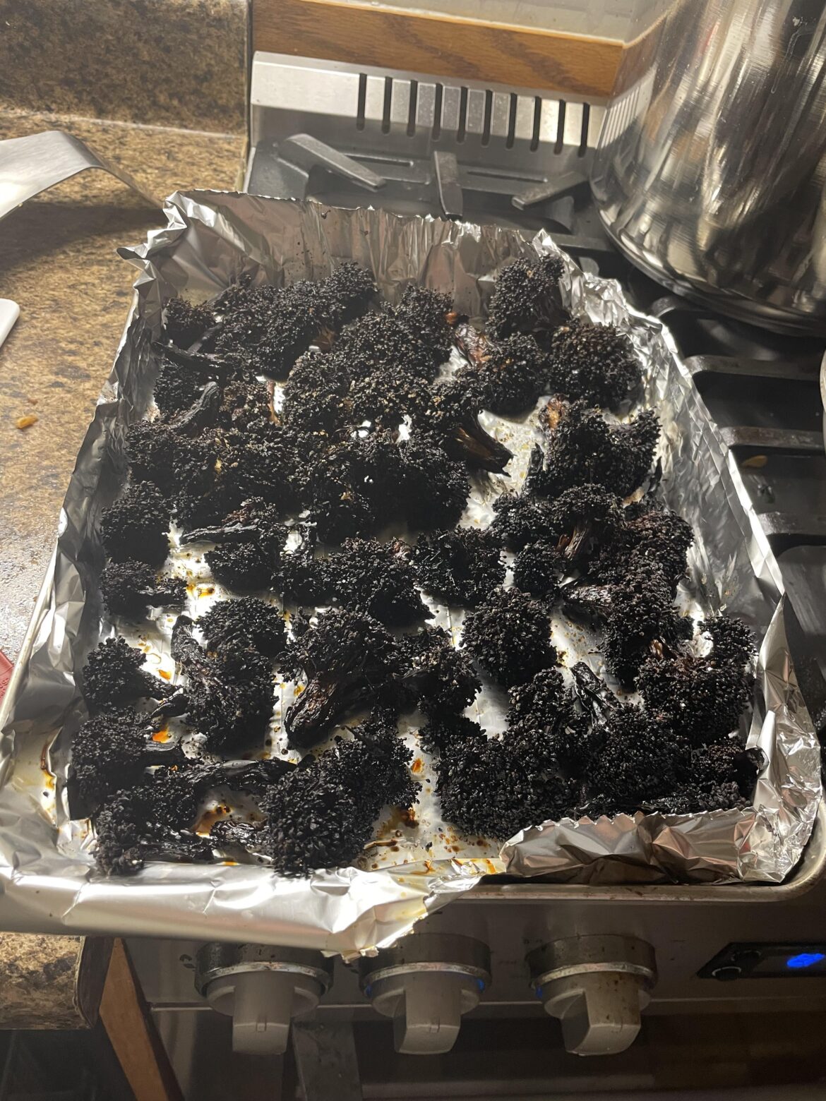 oven-roasted broccoli seasoned with olive oil and salt