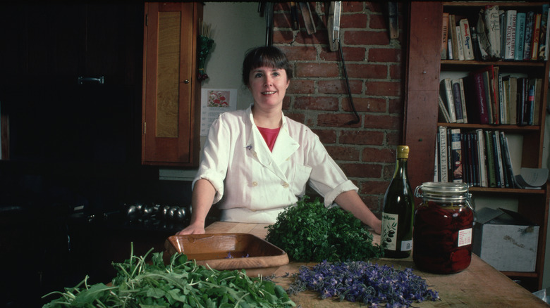 Alice Waters in her kitchen at Chez Panisse