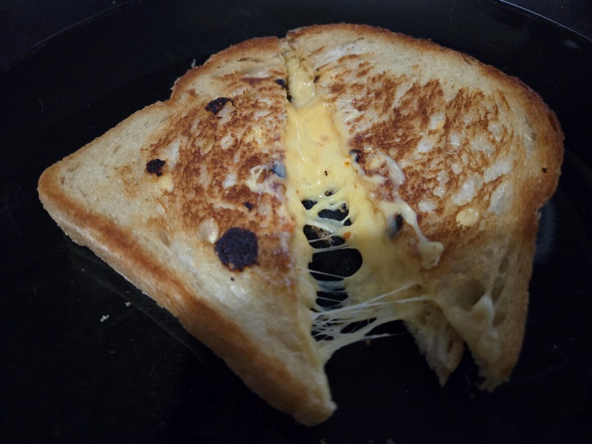 American with ghost pepper jack on artisan levain