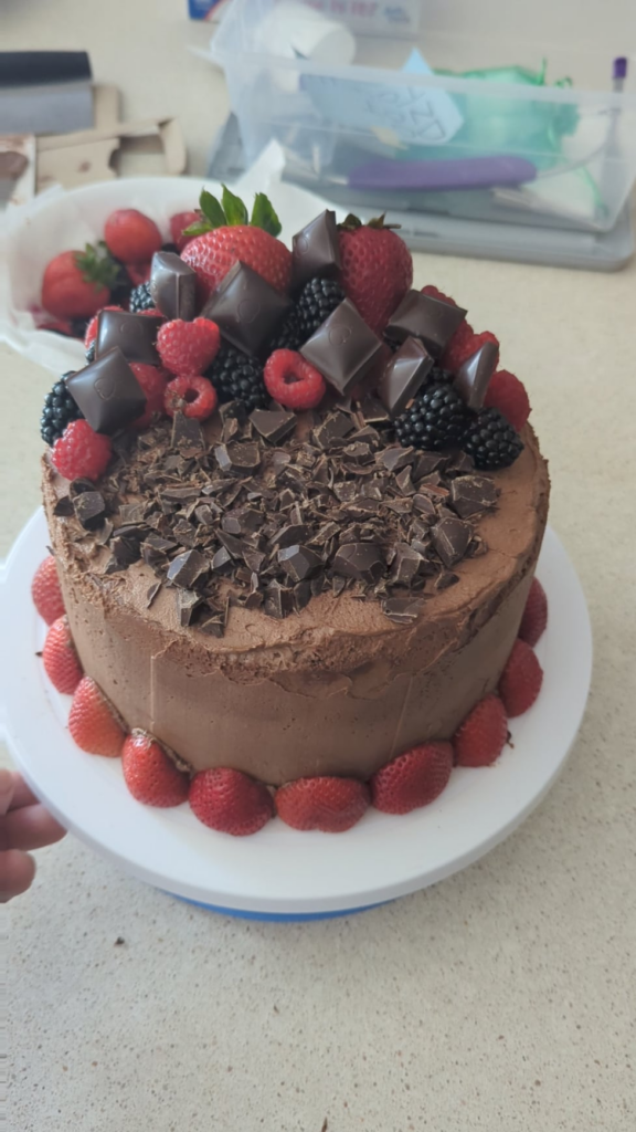 First chocolate cake attempt for wife's birthday