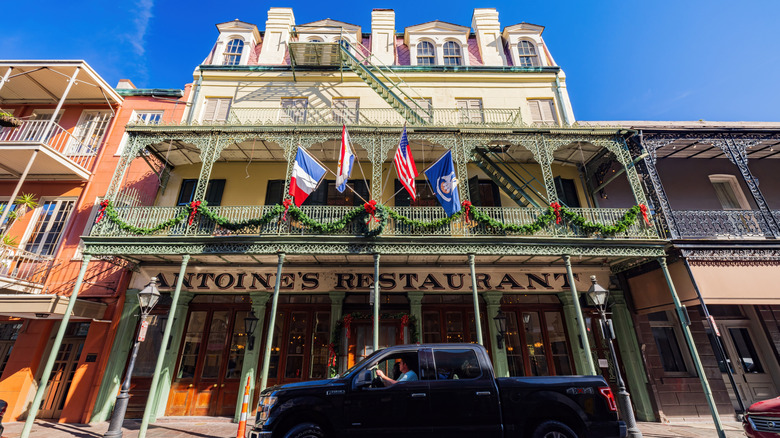 The exterior of Antoine's Restaurant in New Orleans, Louisiana