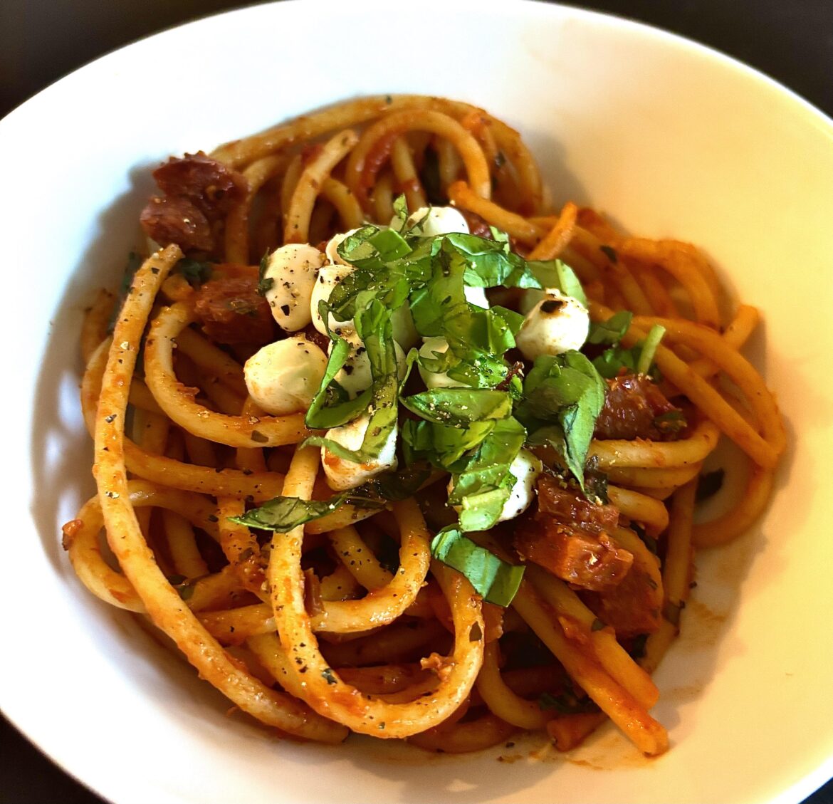 Spicy chorizo bucatini.