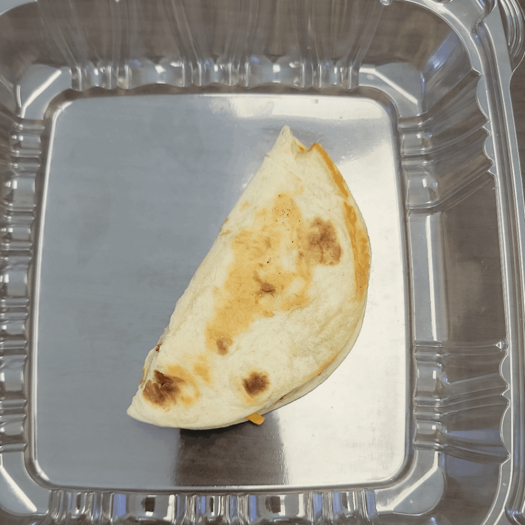 Calories in small pork and cheese quesdailla?